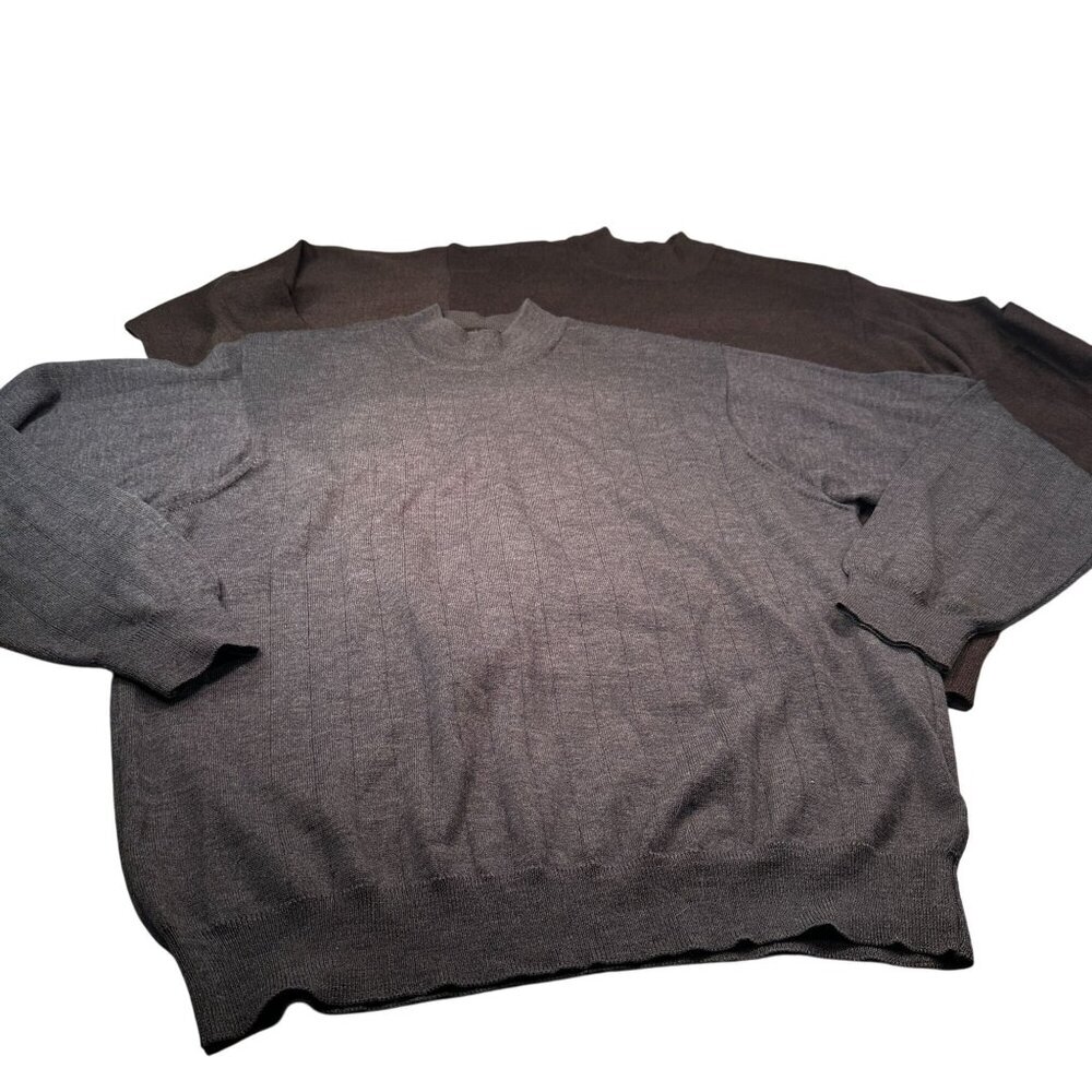Joseph Lyman Crewneck Sweaters Mens Fine Merino Wool Italy Bundle Gray Brown